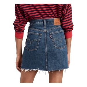 Levi's | Medium Wash Denim Button Fly Raw Hem Mini Skirt Size 25